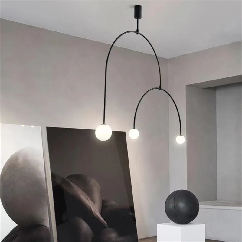 Afralia™ Black & Gold Minimalist Iron Chandelier - Modern Nordic Design Lighting