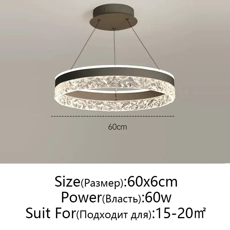 Afralia™ Crystal Rings LED Chandelier Black&White Frame