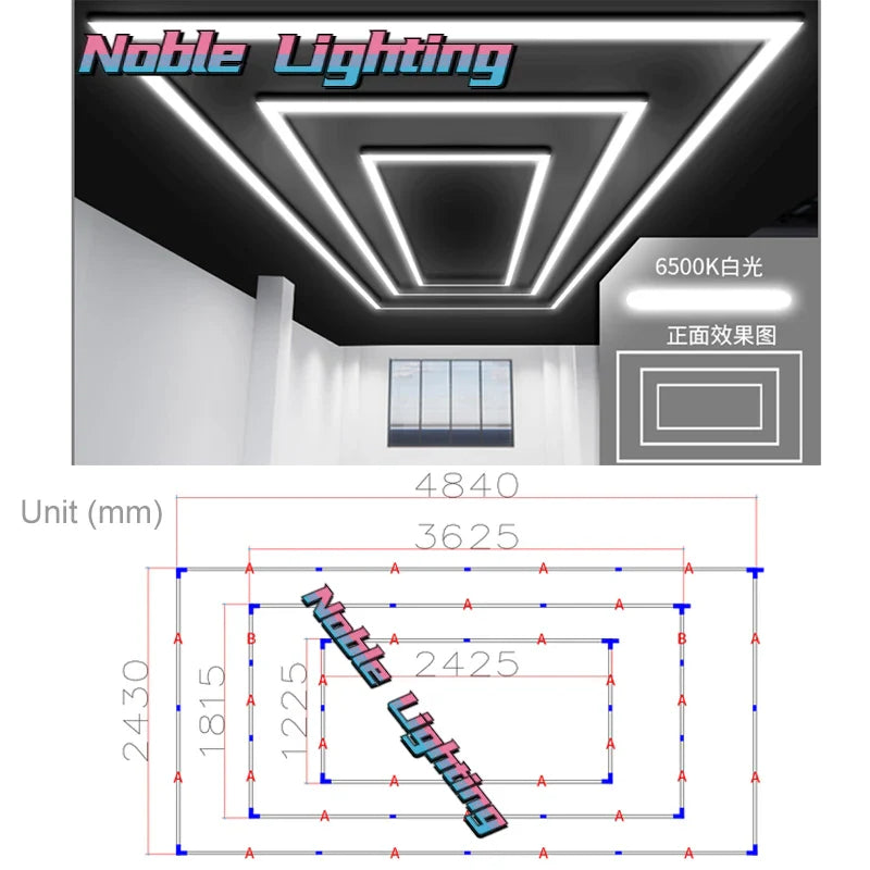 Afralia™ Rectangle Hexagon Led Light Bar for Auto Detailing Garage Ceiling