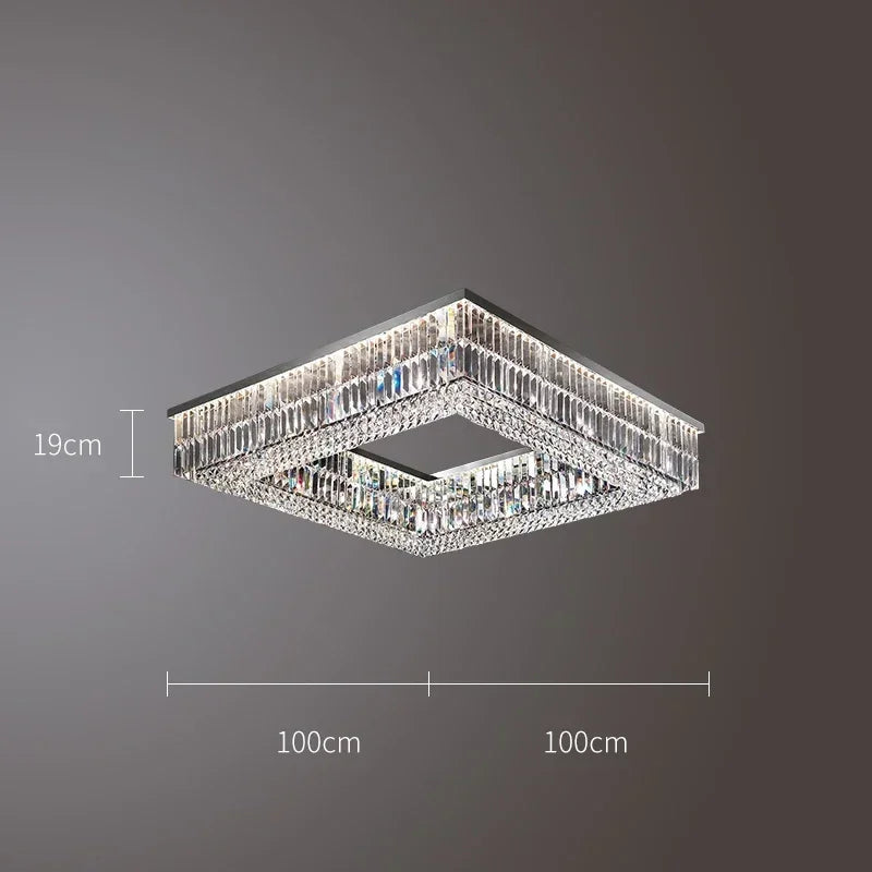 Afralia™ Modern Crystal Chandelier Chrome Stainless Steel Hanging Light Fixtures