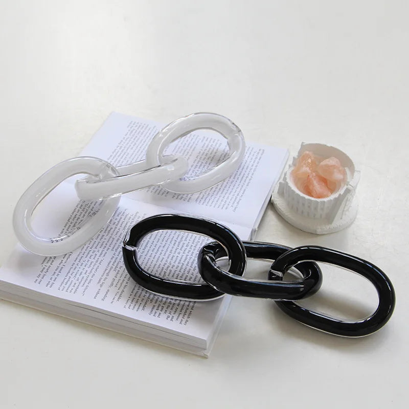 Afralia™ Glass Chain Geometric Buckle Handmade Home Decoration Handicrafts