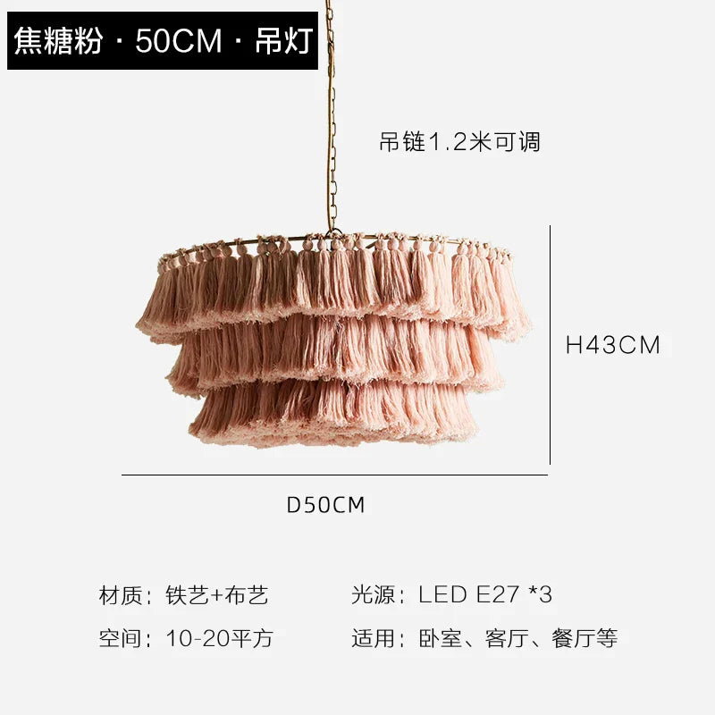 Afralia™ Tassel Chandelier: Woven LED Boho Lamp for Dining Bedroom Kitchen Island
