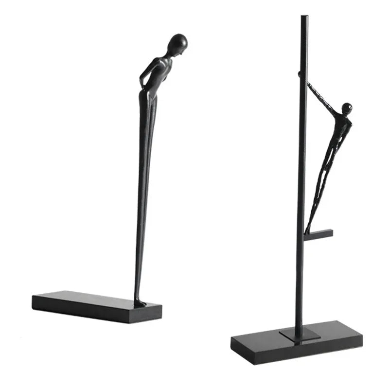 Afralia™ Black Metal Sports Figure Sculpture for Elegant Home Decor