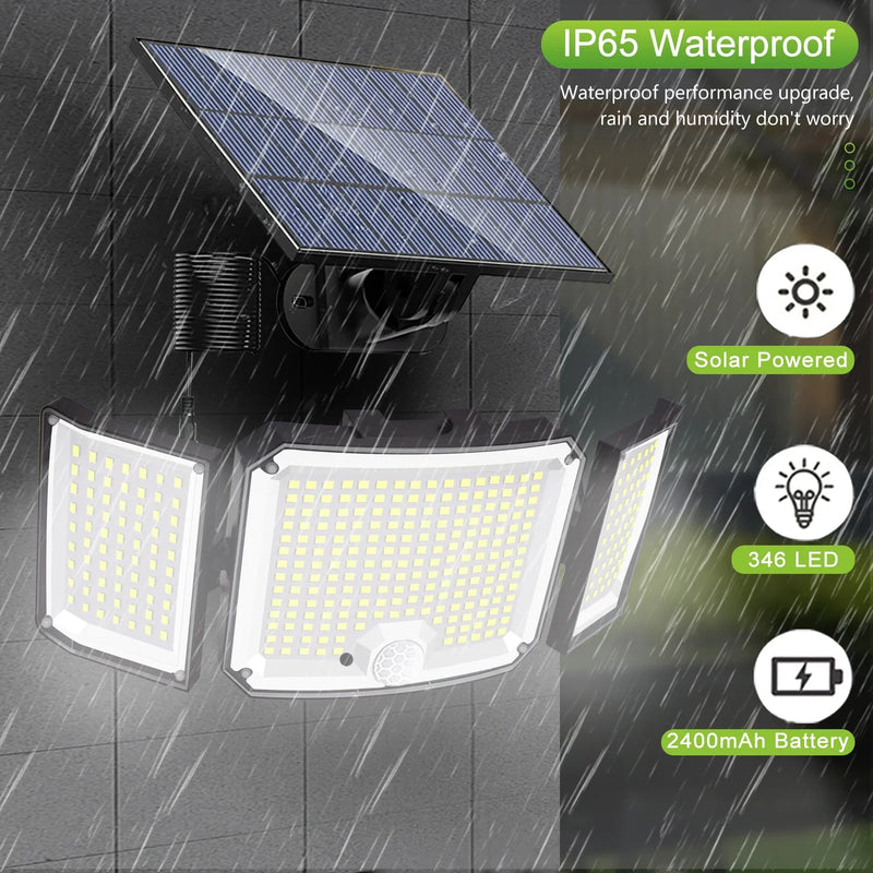 Afralia™ Solar Motion Sensor Street Light 328LED Outdoor Wall Lamp Waterproof IP65