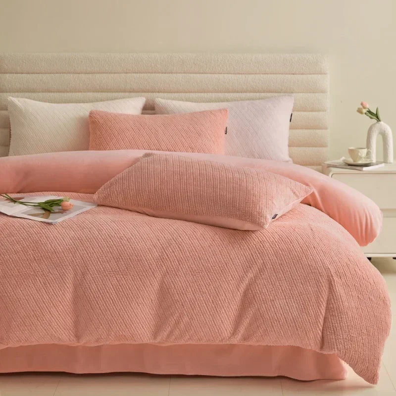 Afralia™ 2024 Winter Fleece Bedding Set King Queen Twin Double Duvet Cover Kit