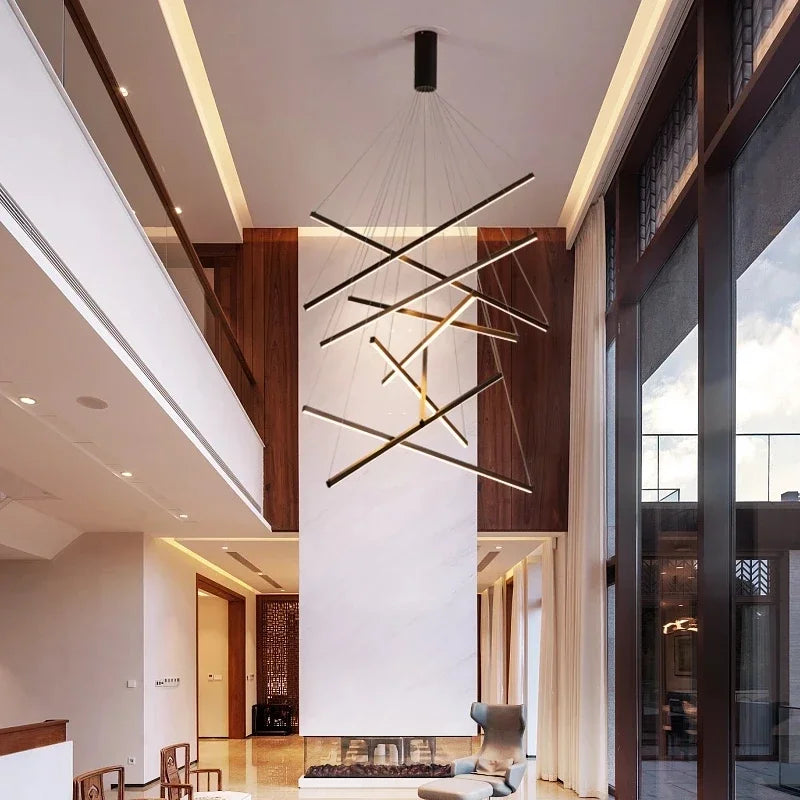 Afralia™ Stair Chandelier LED Dimmable Modern Light Fixture for High-Rise Living Space