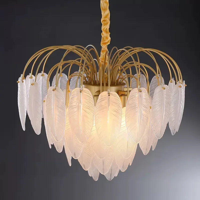 Nordic Feather Chandelier by Afralia™ - Modern LED Pendant Lamp for Home Living Room
