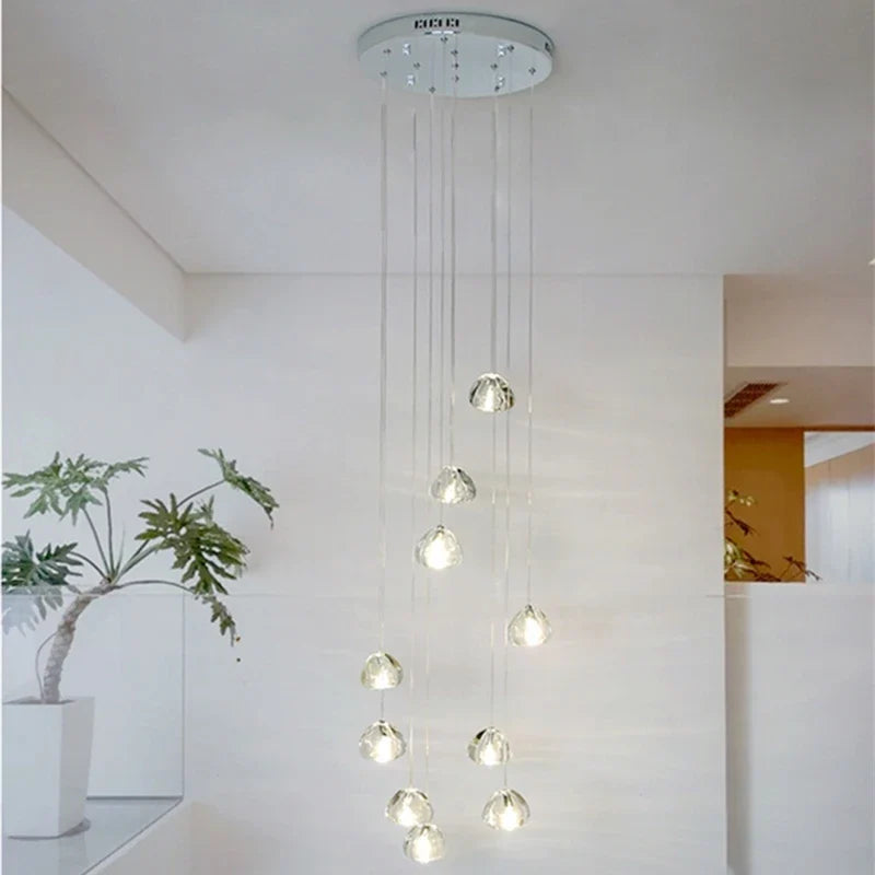 Afralia™ Peach LED Ceiling Chandeliers: Bedroom Living Room Staircase Crystal Pendant Lighting