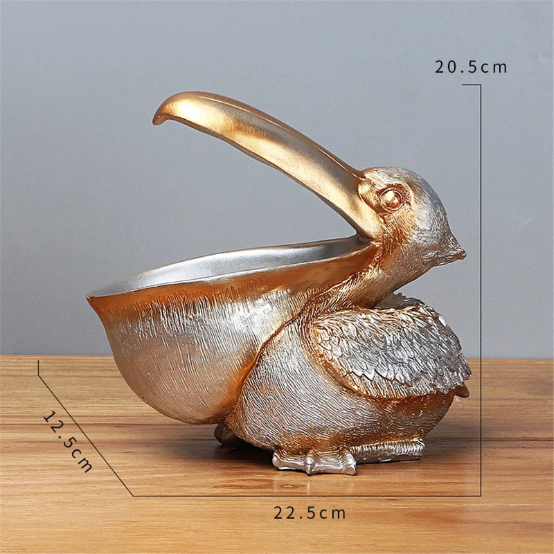 Afralia™ Hippo Figurine Key Bowl & Pelican Candy Container Home Decor