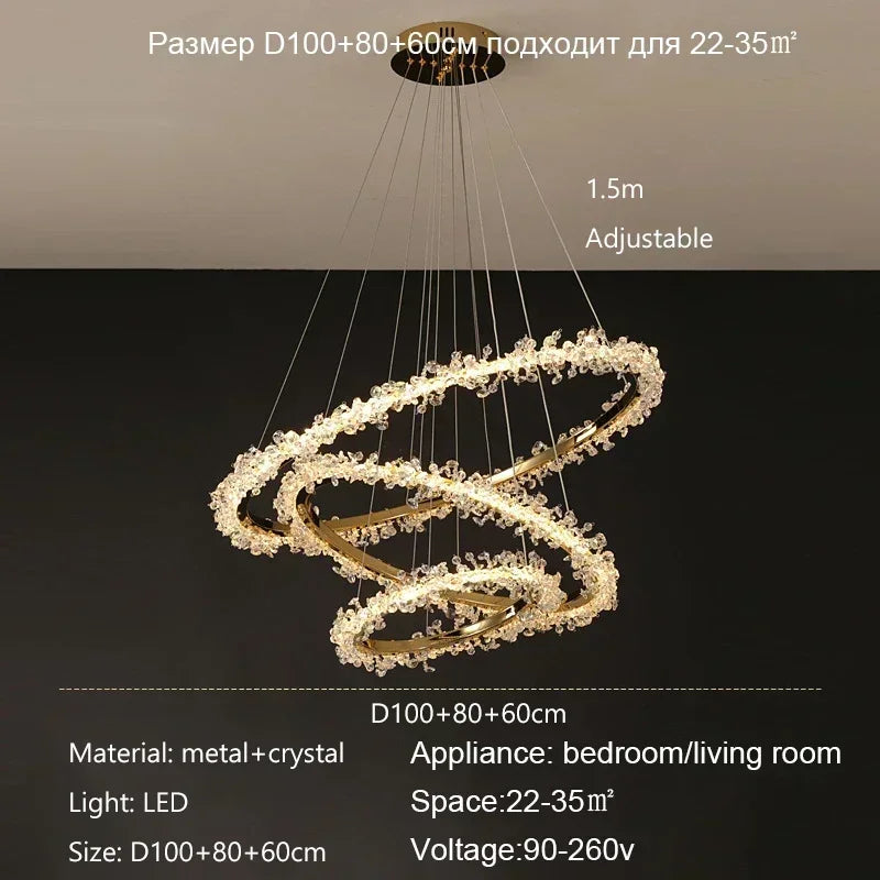 Afralia™ Crystal Pendant Chandelier Modern Luxury Interior Decoration Lighting