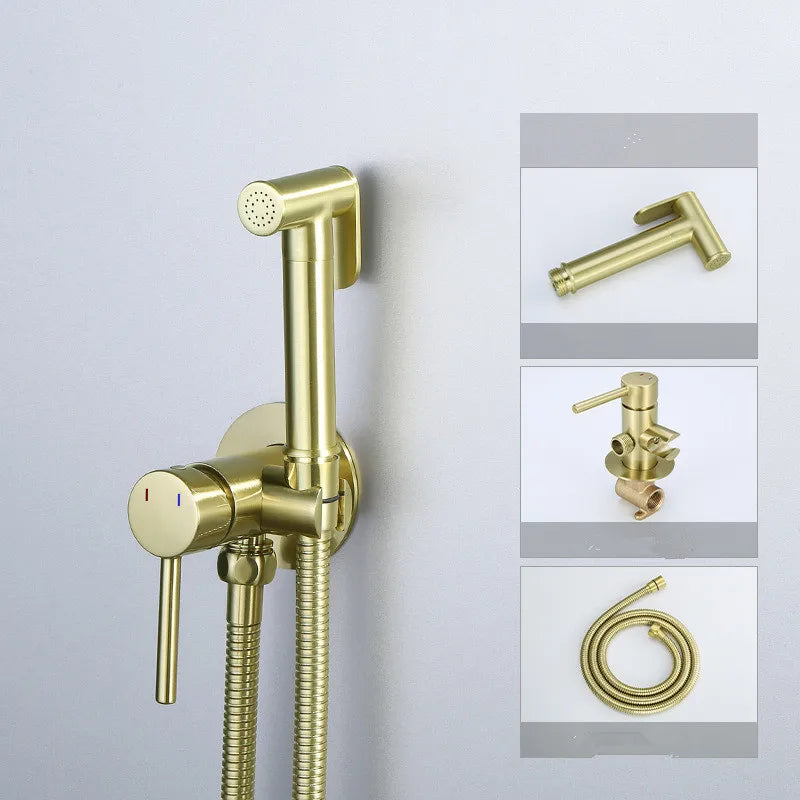 Afralia™ Brushed Gold Toilet Bidet Sprayer Set for Stylish Bathroom Upgrade