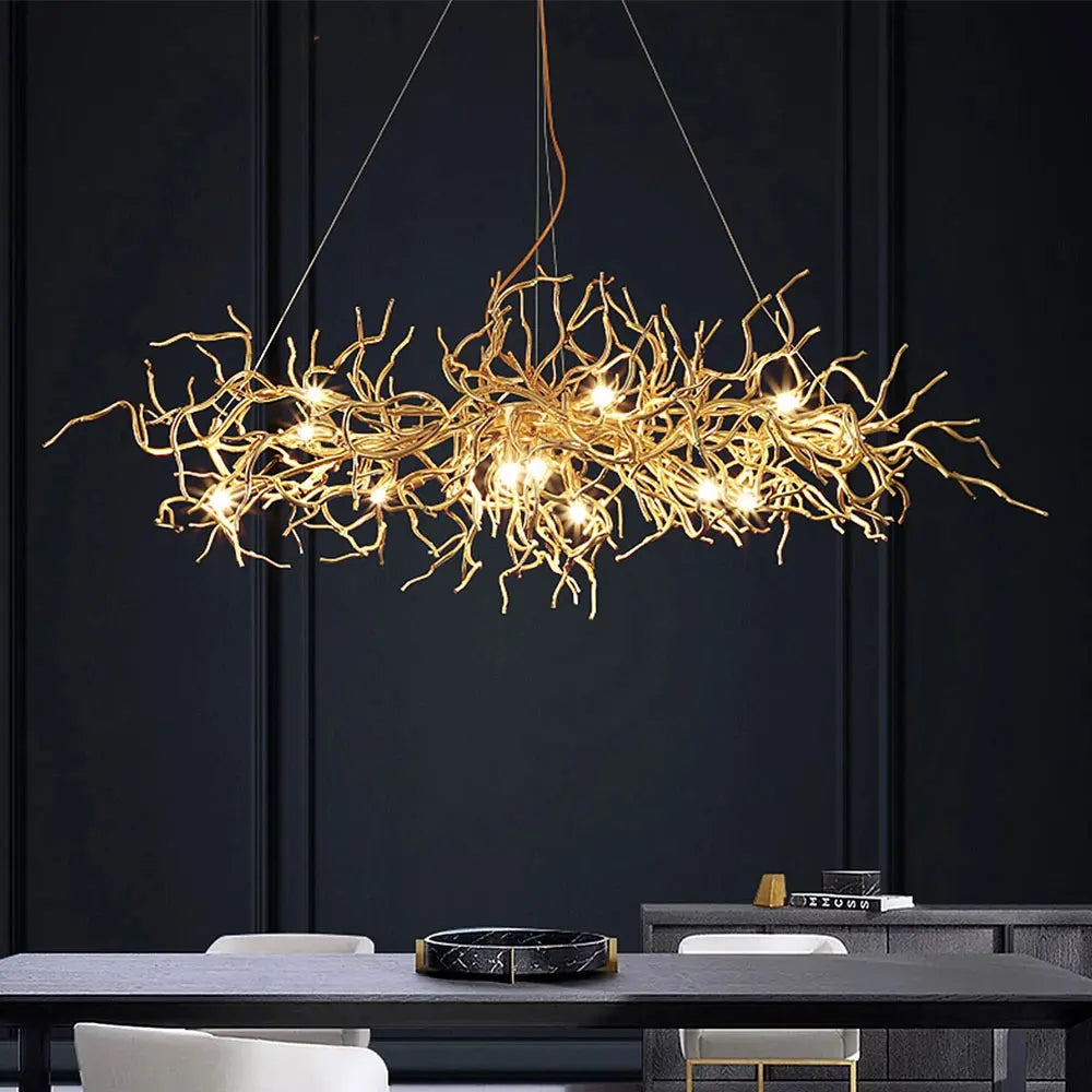 Afralia™ Luxury LED Copper Chandelier for Home Hotel Restaurant Living Room Decor
