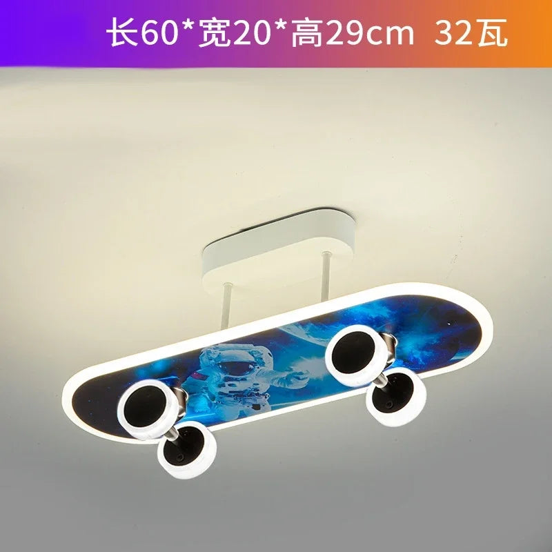 Afralia™ Skateboard Ceiling Lights: Modern Nordic Design for Children's Room, Boy/Girl Living Decor