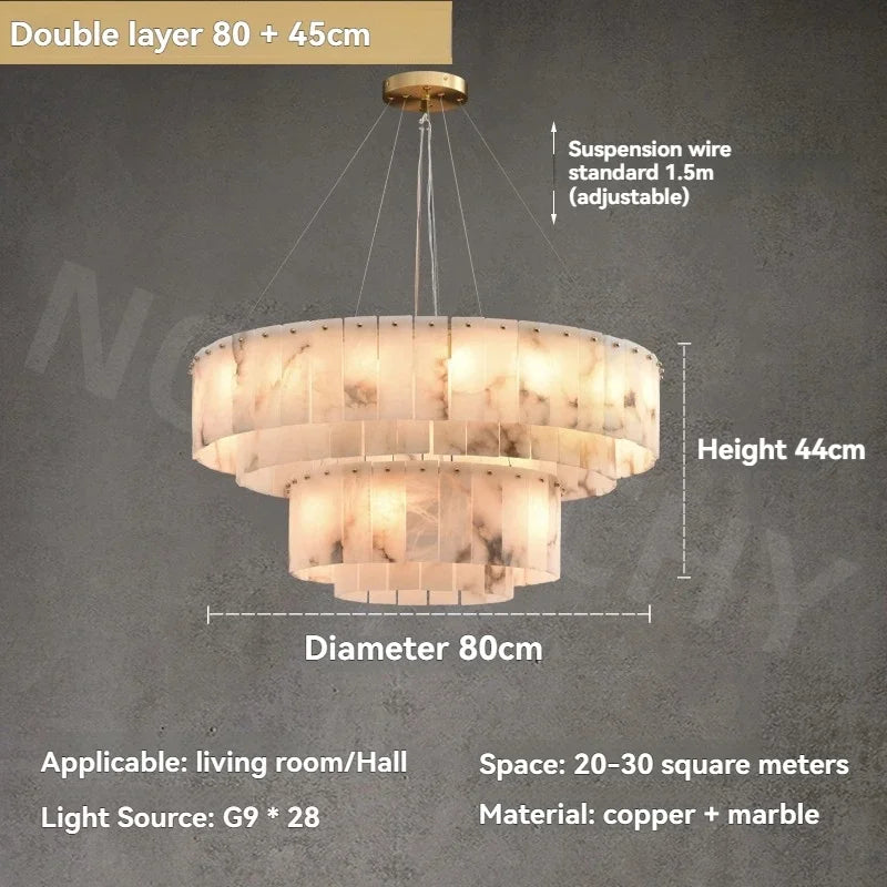 Afralia™ Full Copper Marble Pendant Lamp: Luxury Circular LED Light for Living Room