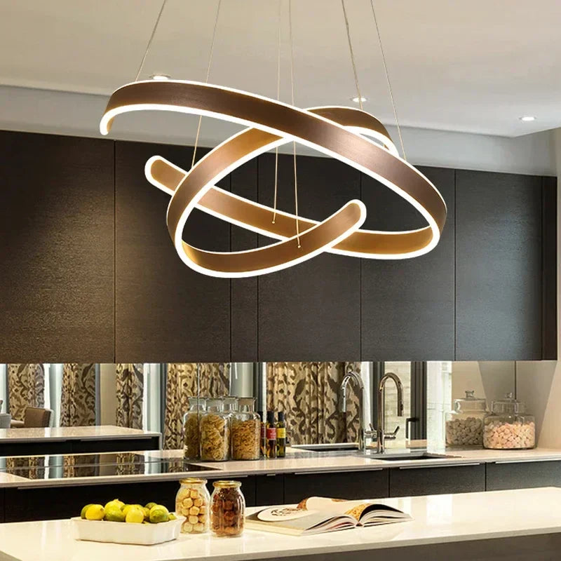Afralia™ Geometric Circle Rings LED Pendant Light Fixture
