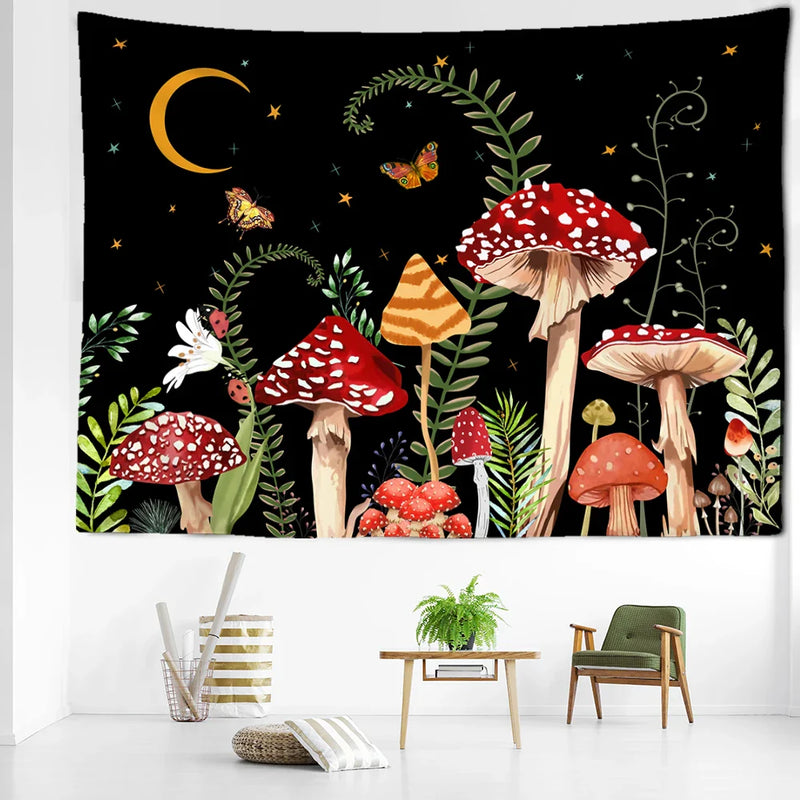 Afralia™ Butterfly Mushroom Tapestry Wall Hanging - Psychedelic Bohemian Home Decor