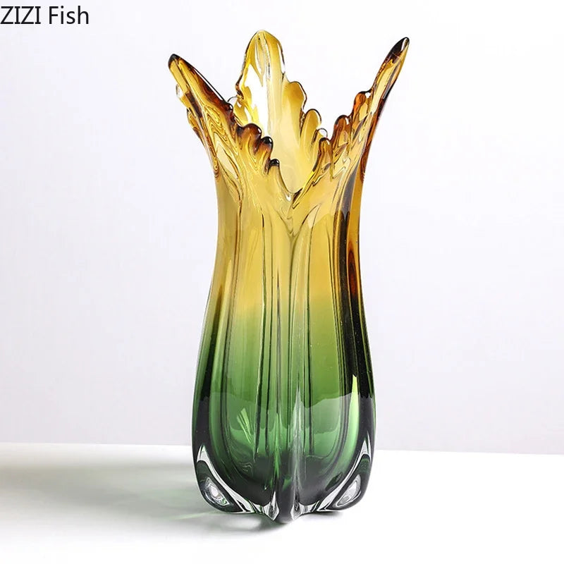 Afralia™ Green Glass Vase Hydroponics Table Decoration for Artificial Flowers