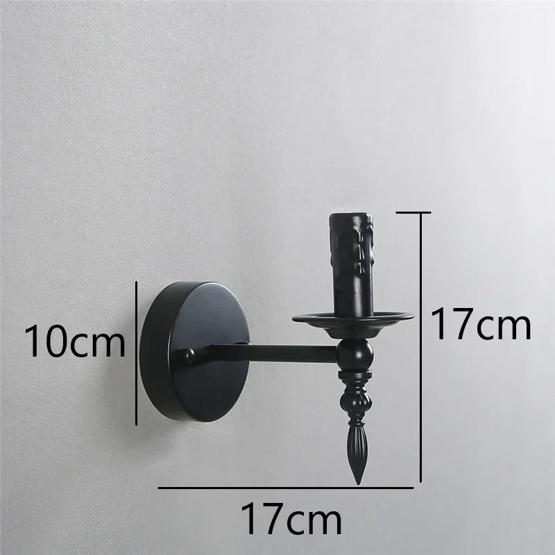 Afralia™ Nordic Vintage Iron Wall Sconces, Black LED E14 Lights, American Retro Loft Fixtures