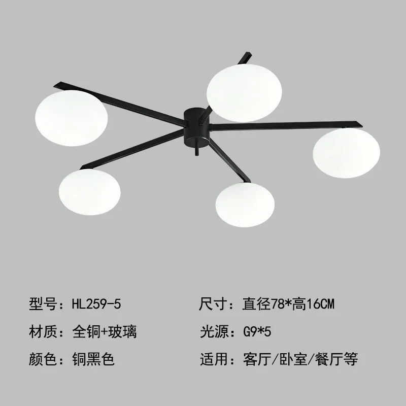 Afralia™ Medieval Black/Gold Lustre Copper Ceiling Light LED G9 Modern Fixture