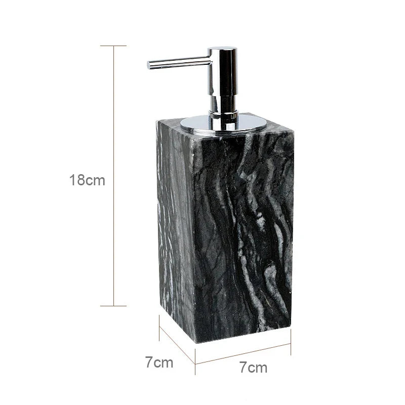 Afralia™ Tree Black Marble Bathroom Accessories Set: Toothbrush Holder, Soap Dispenser, Soap Dish