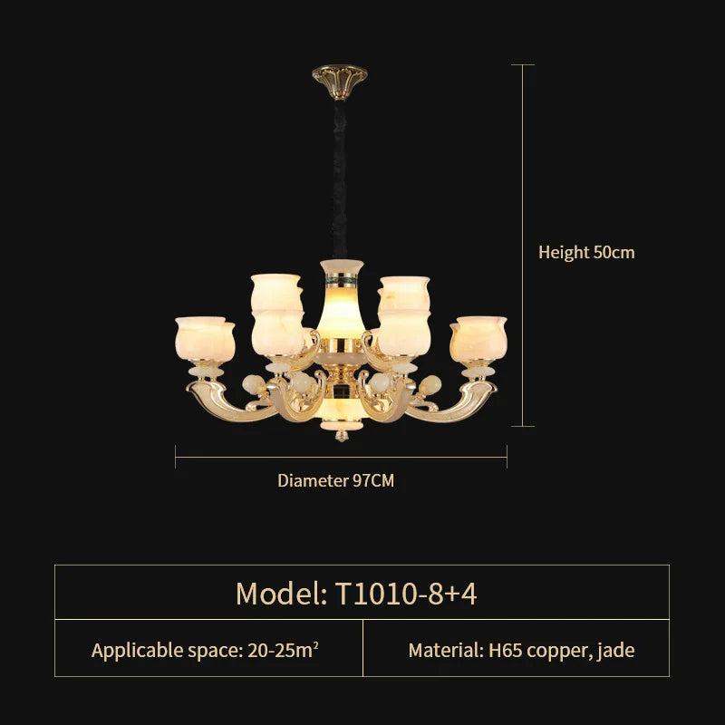 Afralia™ Natural Afghan Jade Villa Chandelier: High-Grade Living Room Lamp for Luxurious Atmosphere