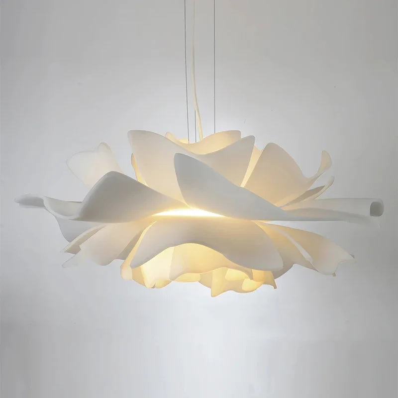 Afralia™ Lotus Acrylic LED Chandelier Cream Nordic Design Living Room Ceiling Lighting