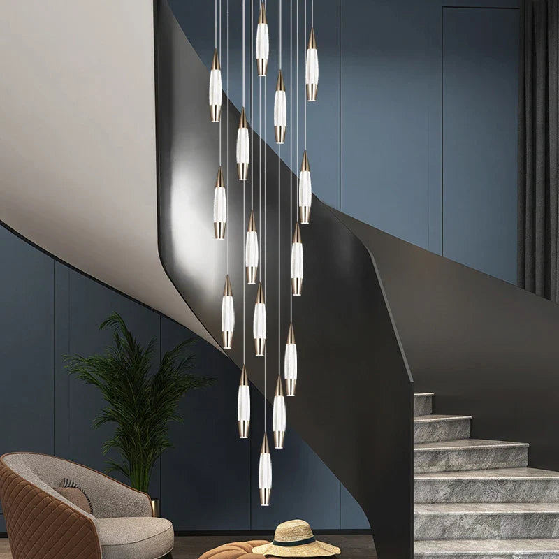 Afralia™ Modern Acrylic Villa Stair Chandelier for Living, Dining, and Kitchen