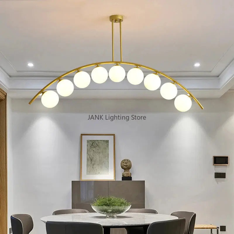 Afralia™ Gold Glass Ball LED Chandelier for Modern Minimal Decor in Kitchen, Bedroom