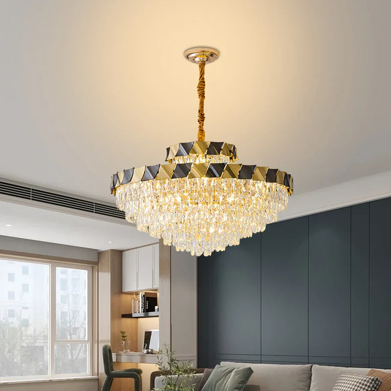 Afralia™ Modern Crystal Chandelier for Living Room Dining Bedroom LED Lighting