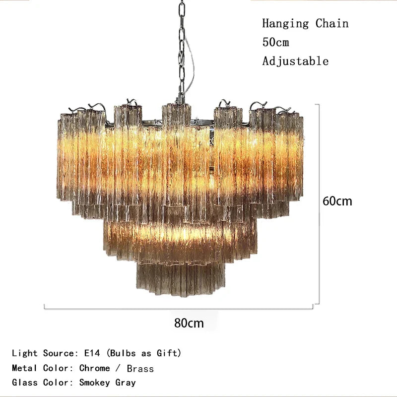 Afralia™ Smokey Gray Glass Chandelier: Scandinavian Murano Flower Lighting for Dining Room