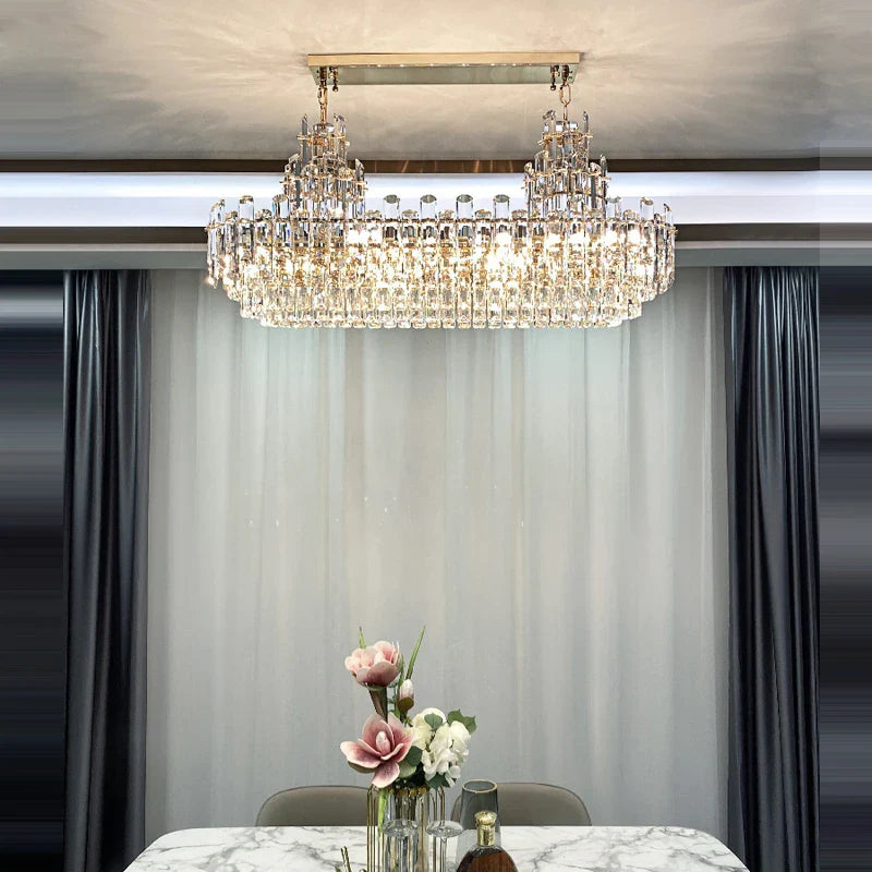 Afralia™ Modern Luxury Crystal Chandelier for Duplex Living Room, Dinning Decor Suspended Light