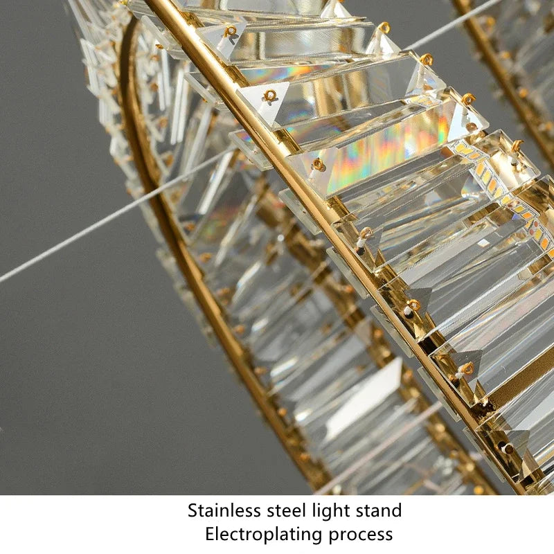 Afralia™ Crystal LED Chandelier for Home Dining Room Kitchen Gold Lustres