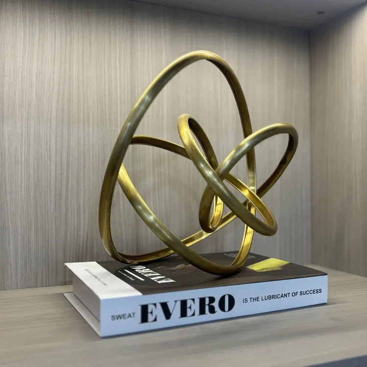 Afralia™ Metal Art Abstract Rope Knot Ornaments - Gold Ring Figurine