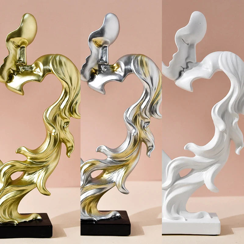 Afralia™ Nordic Love Couple Statue: Abstract Resin Figurines, Valentine's Day Gifts & Home Decor