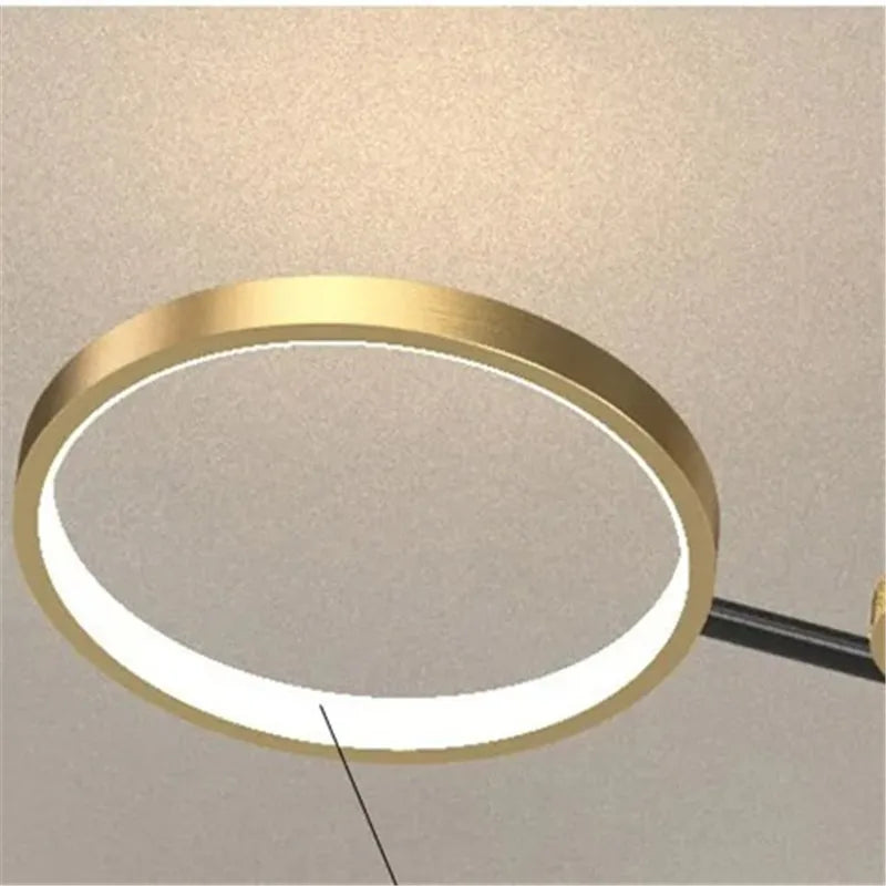 Afralia™ Luxury Gold Ring LED Circle Ceiling Chandelier for Living Room, Bedroom, Dining Room