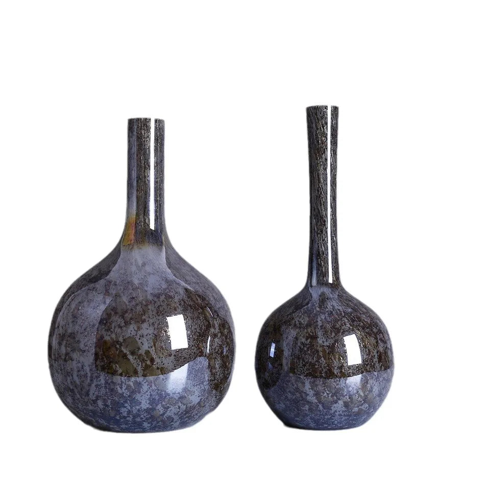 Afralia™ Hand-made Glass Vase Fine Mouth Floral Arrangement Home Decor