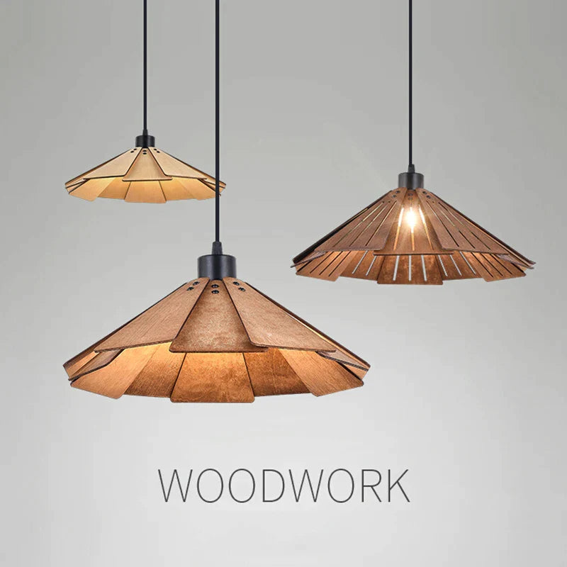 Afralia™ Wood Pendant Lamp: Wabi-sabi Style LED E27 DIY Hanging Light