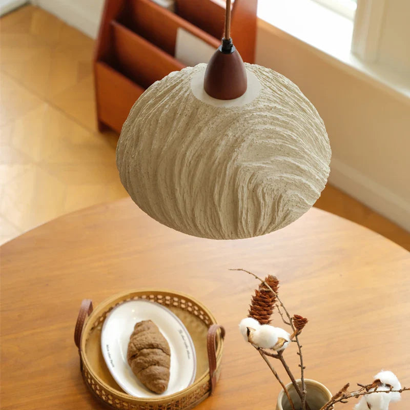 Afralia™ Wood Cement Pendant Light Fixture Adjustable LED Modern Nordic Hang Lamp