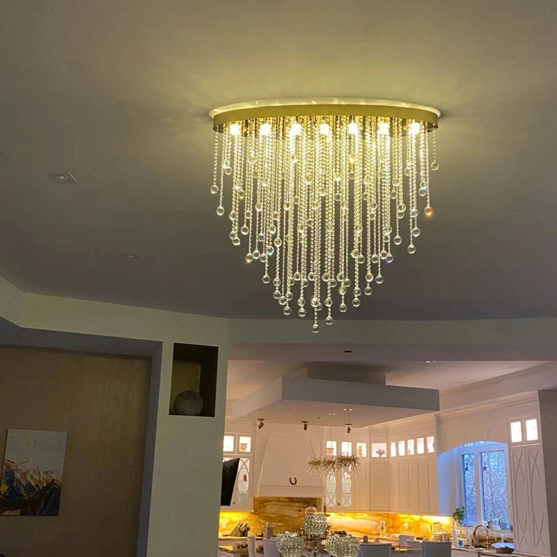 Afralia™ Modern Crystal Chandelier Oval Design LED Flush Mount Luxury Lighting
