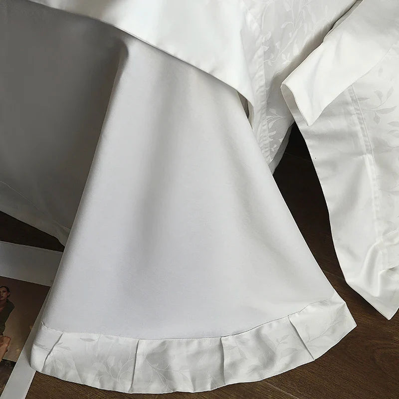 Afralia™ White Egyptian Cotton Jacquard Bedding Set, Luxury Silky Soft, 1000TC