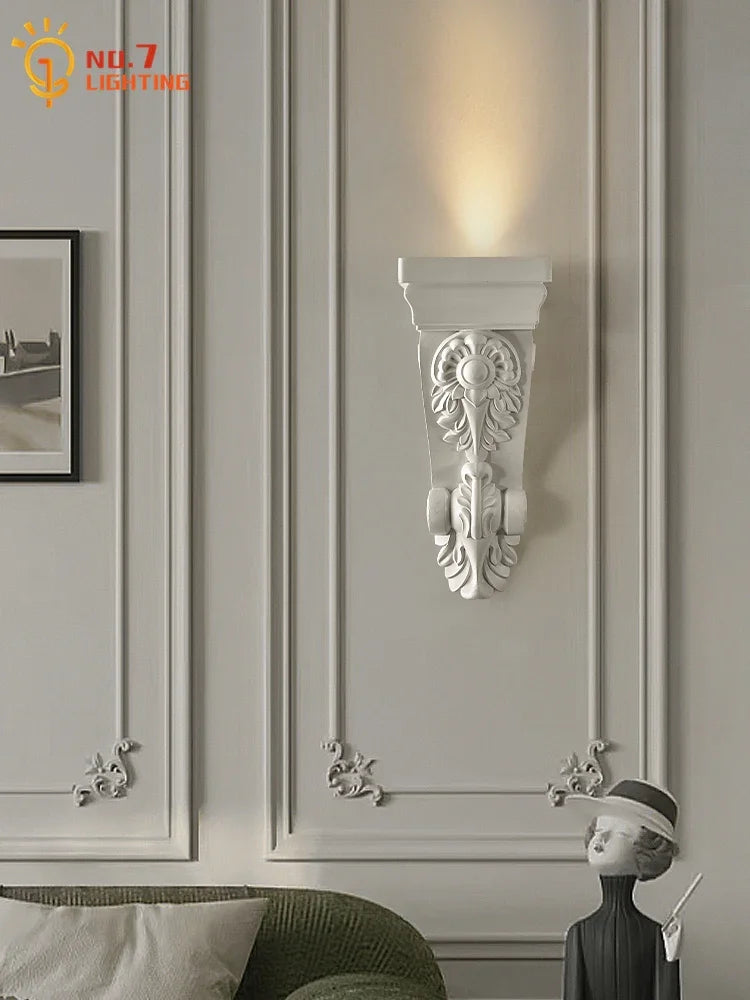 Afralia™ Cream Resin Wall Lamp LED E27 for Classical Living Spaces