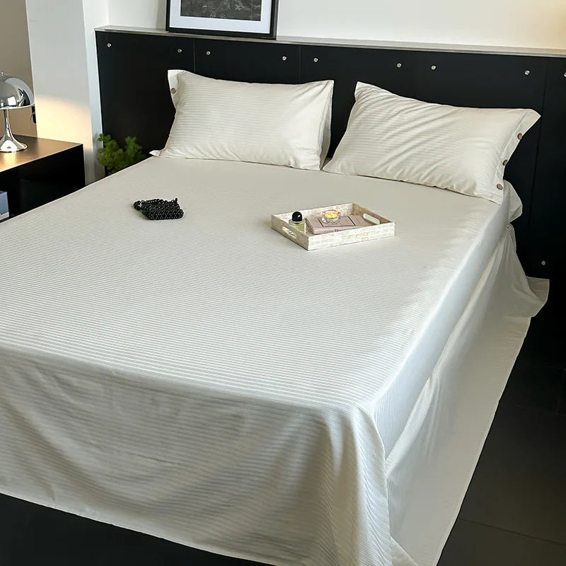 Afralia™ Luxe Cotton Satin Stripe Bed Sheet Set with 2 Pillowcase