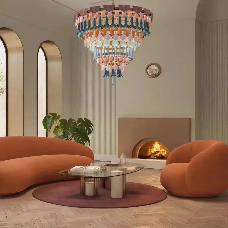 Afralia™ Ceramic Color Chandelier: Creative Art for Living, Dining, Bedroom & Study Rooms