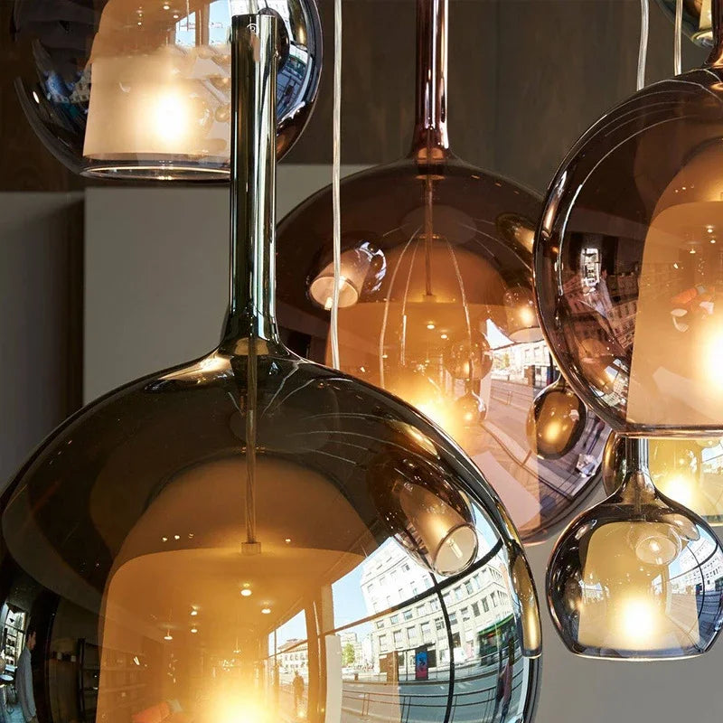 Afralia™ Penta Glo LED Pendant Light | Gray Glass Suspension Fixture