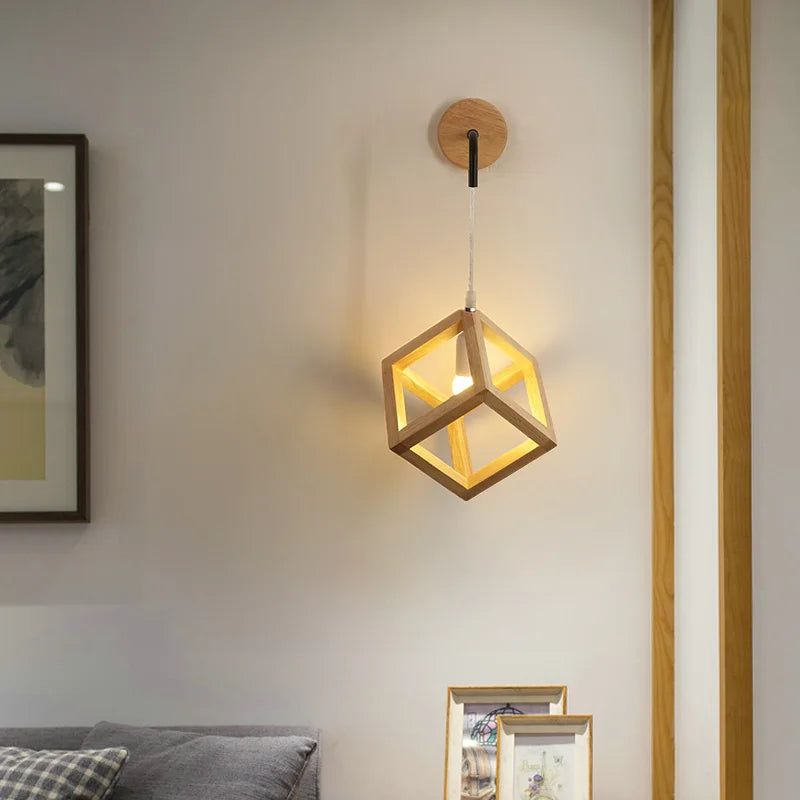 Afralia™ Cube LED Wall Lights | Modern Nordic Wood Design for Home Decor