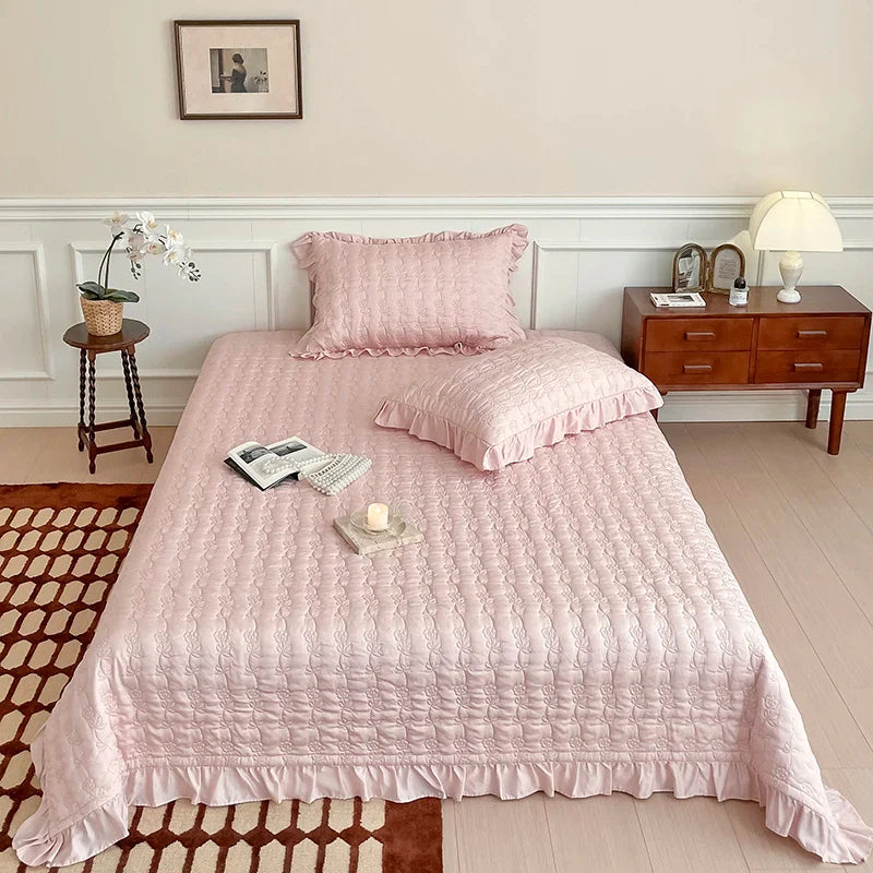 Afralia™ Lyocell Flower Embroidery Bedspread Set