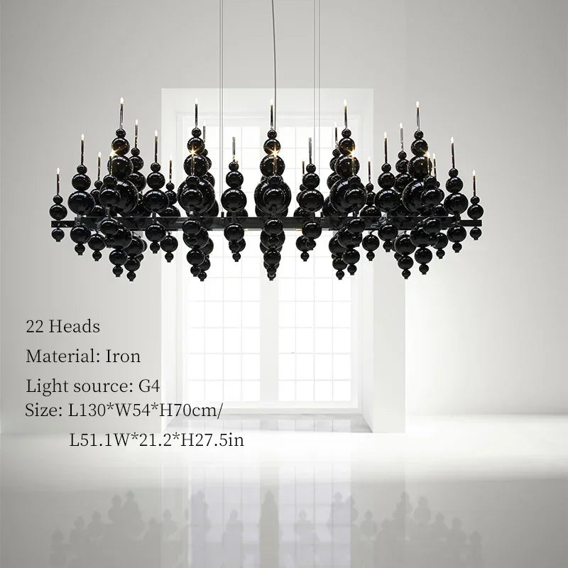 Afralia™ Moon Tears Black Chandelier for Luxury Living Room, Restaurant, Large Dining Table