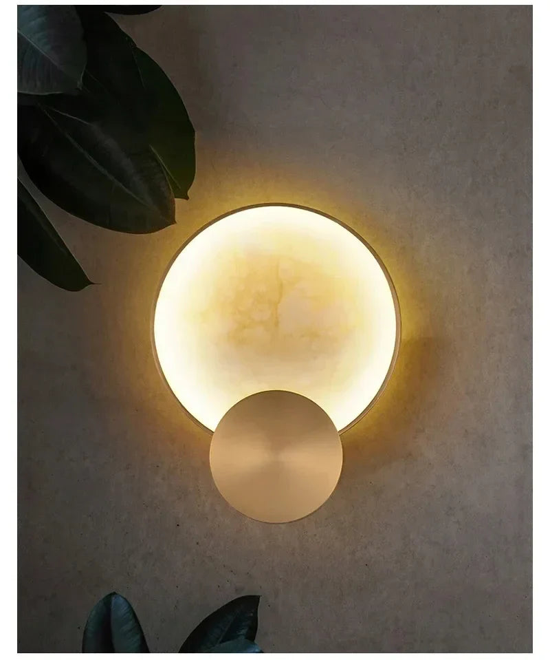 Afralia™ Marble LED Wall Lights: Modern Round Gold Surface Mount Lamp