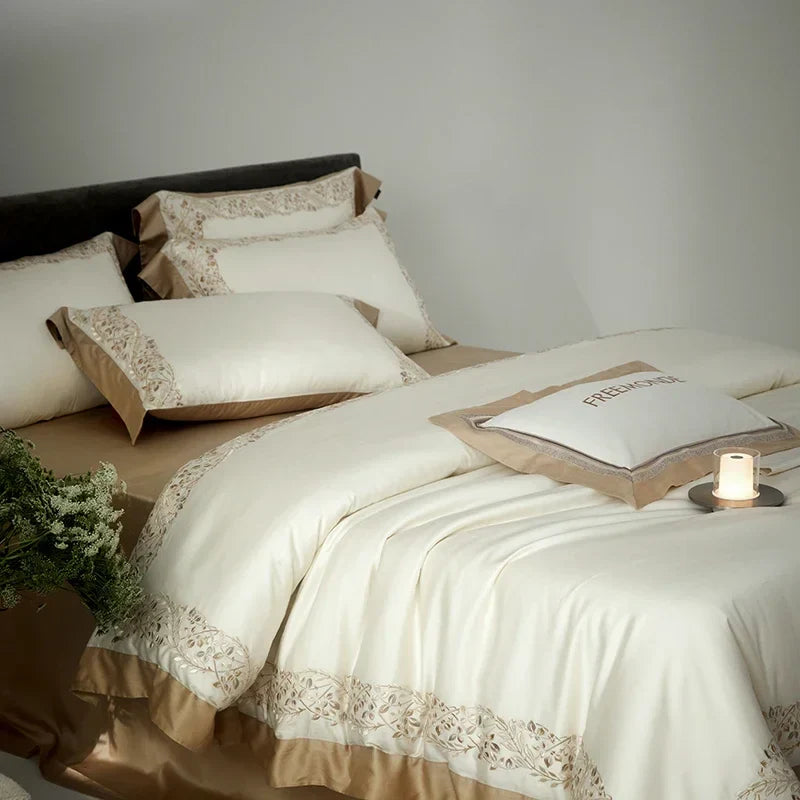 Afralia™ Egyptian Cotton Bedding Set: King/Queen Size Sheets, Blanket, Cover, Pillowcase - Solid Color