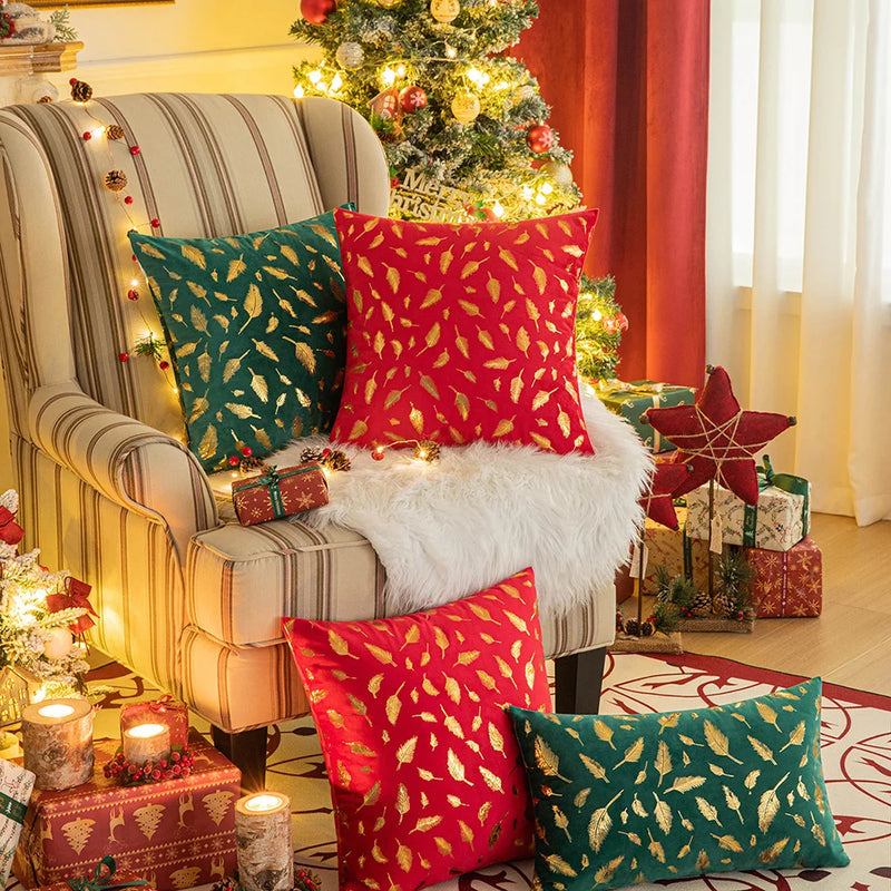 Afralia™ Feather Fur Cushion Cover in Plush Christmas Print - 45x45 Home Decor Pillows